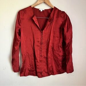 COS Elegant burnt orange Women's Top 100% silk size small long sleeve